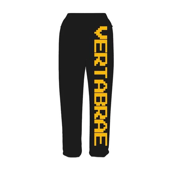 VERTABRAE Spellout Sweatpants Black Yellow Sz XL $250 {HH40} - Picture 1 of 6
